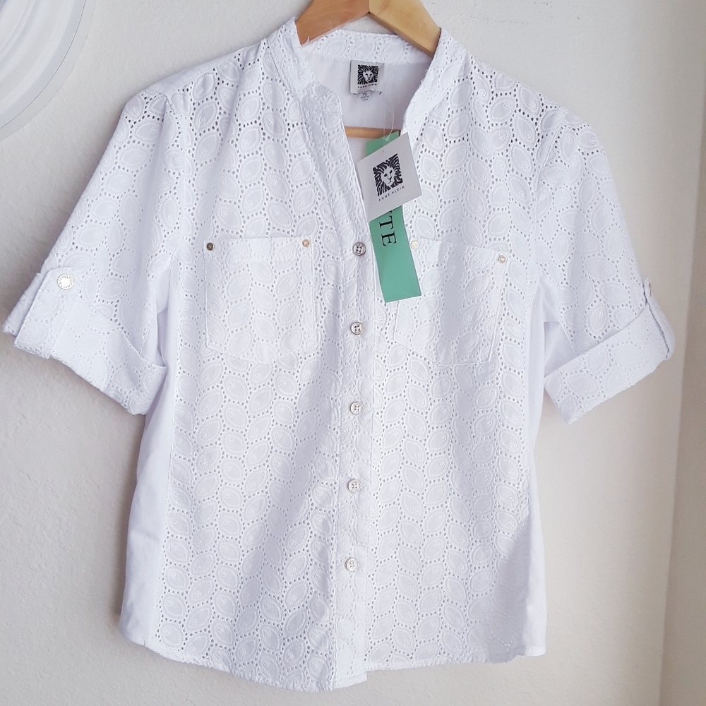 Anne Klein shirt 3/4sleeve botton down shirtPs